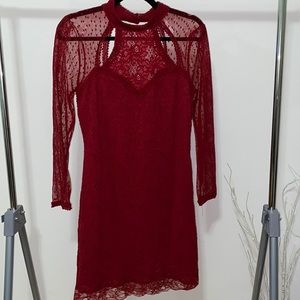Free People Burgundy Lace Dress